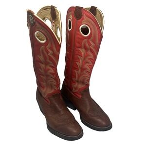 Tony Lama 3R Brown Red Leather Cowgirl Boots RR1003 Womens 6.5EE Cowboy Tall 15"